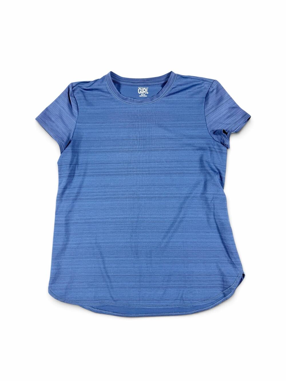 Athleta Girl Performance Tee Blue Space Dye Split Side Hem size 14 XL